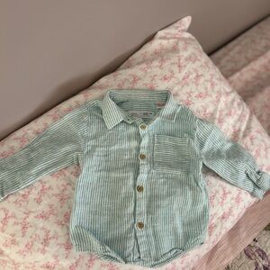Zara Kids Light Blue Striped Button-Down Shirt